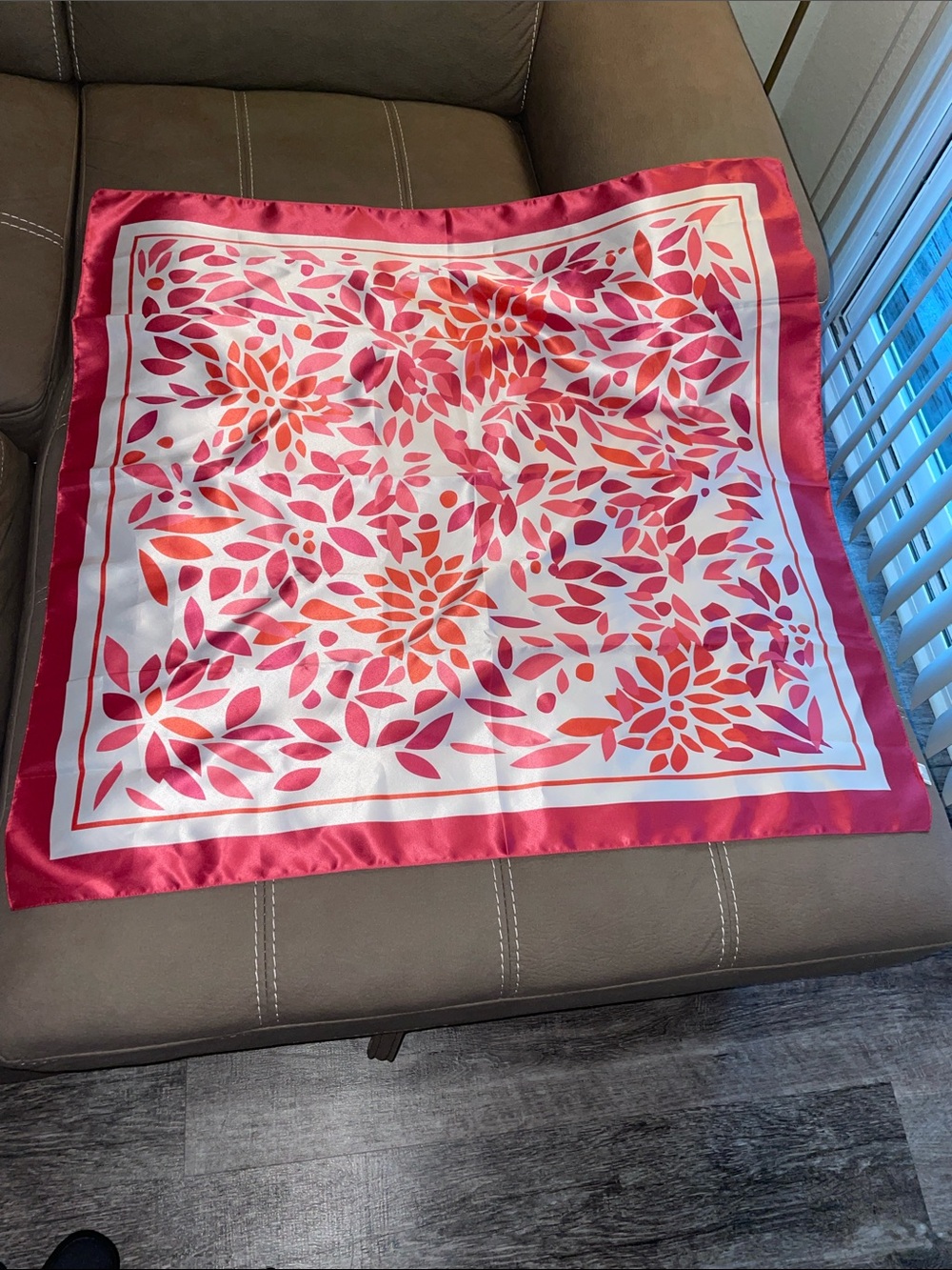 Pink and Coral Floral Silk Scarf